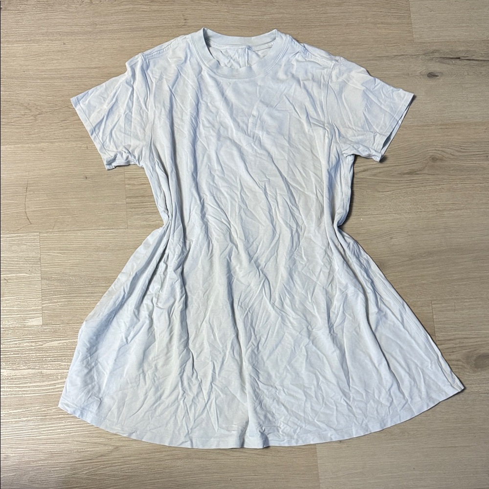 lululemon athletica Light Blue A-Line Short Sleeve Breathable T-Shirt Mini Dress